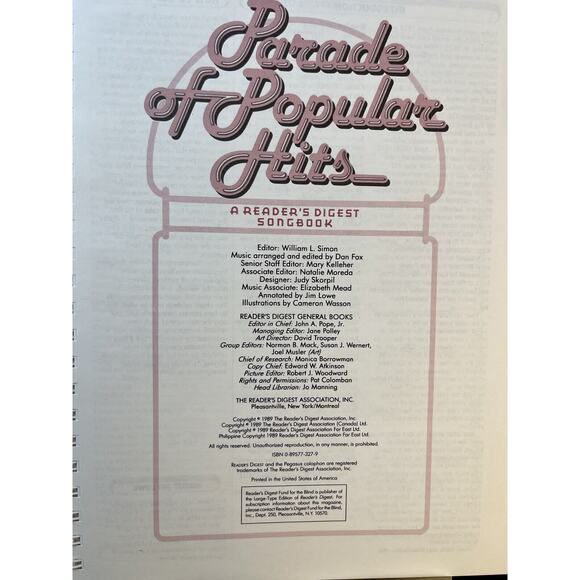 Parade of Popular Hits, A Reader's Digest Songbook, 1989 Hardcover Spiralbound - Picture 4 of 9